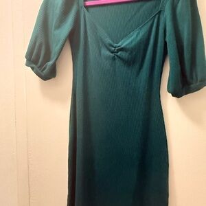 Reformation Teal Long Sleeve Dress